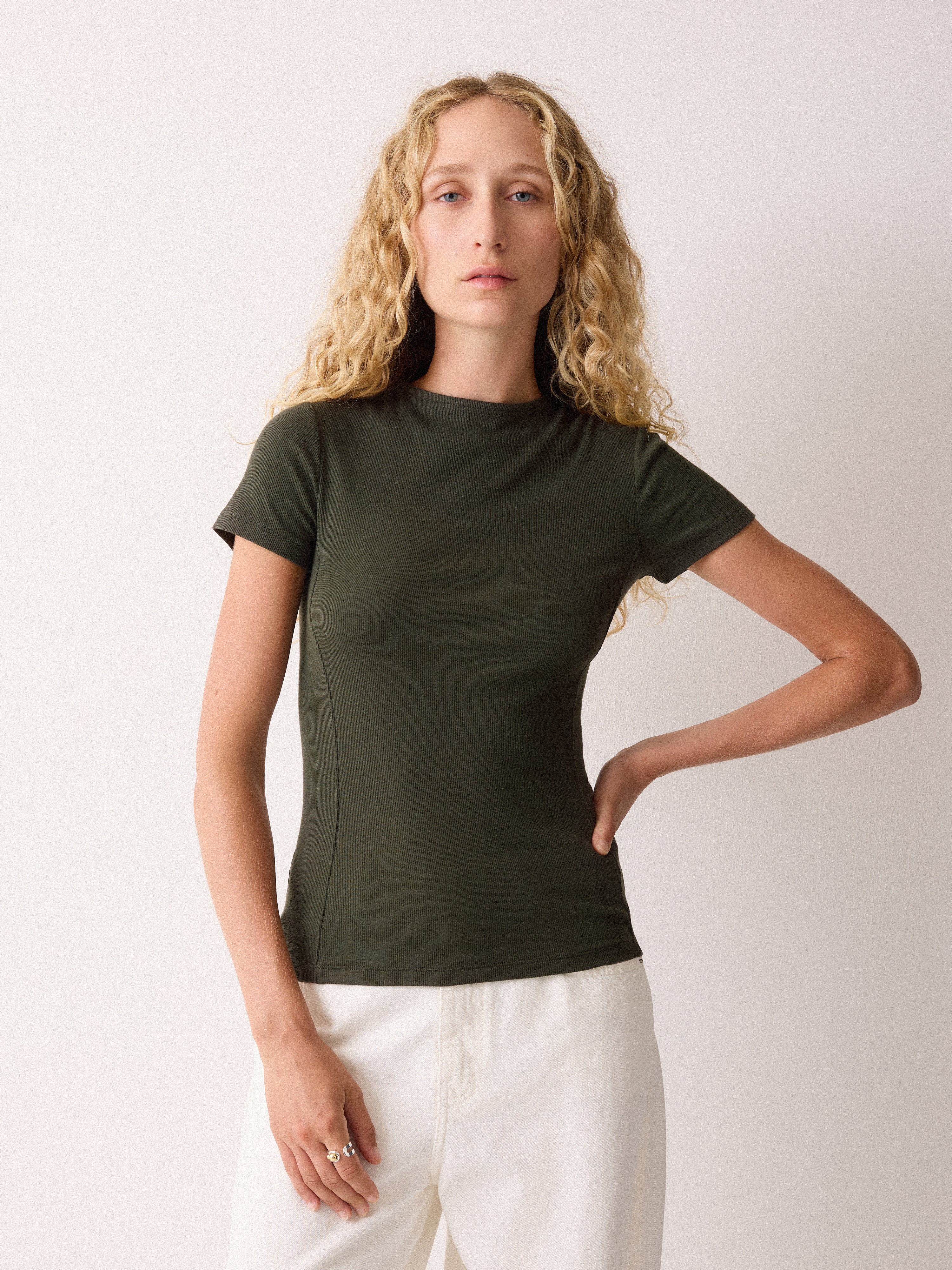 Khaki High Neck Top