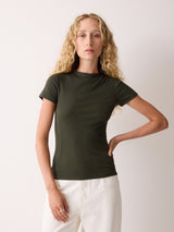 High Neck Seam Detail Top | Khaki