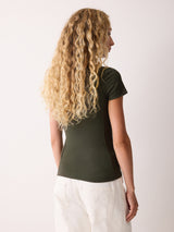 High Neck Seam Detail Top | Khaki