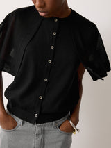Sheer Cardi Cape Top | Black