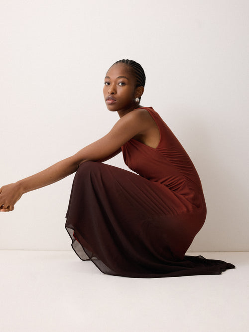 Ombre Dip-Dye Dress | Brown Jigsaw Ombre Dip-Dye Dress | Brown Jigsaw