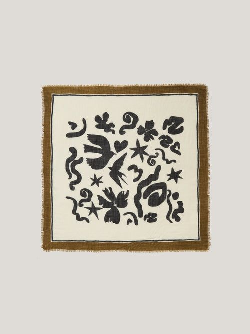 Abstract Kiss Wool Scarf | Monochrome