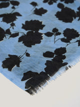 Outline Rose Wool Scarf | Blue
