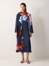 Dreamy Floral Silk Shawl | Navy