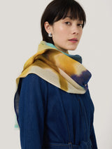 Sunset Floral Wool Silk Scarf | Green