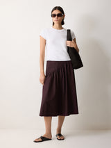 Cotton Poplin Volume Skirt | Oxblood