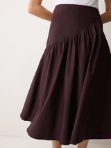 Cotton Poplin Volume Skirt | Oxblood