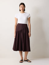 Cotton Poplin Volume Skirt | Oxblood