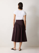 Cotton Poplin Volume Skirt | Oxblood