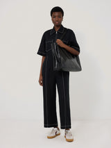 Large Patent Tote Bag | Black