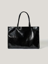 Large Patent Tote Bag | Black