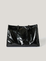 Large Patent Tote Bag | Black
