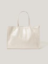 Large Patent Tote Bag | Cream