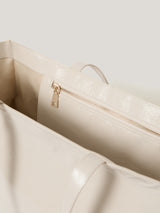 Large Patent Tote Bag | Cream