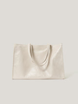 Large Patent Tote Bag | Cream