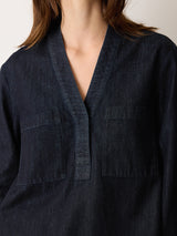 Denim Lyocell Tunic Shirt | Indigo