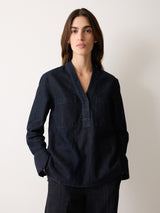 Denim Lyocell Tunic Shirt | Indigo