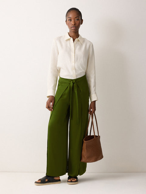 Wrap Palazzo Trousers | Green – Jigsaw