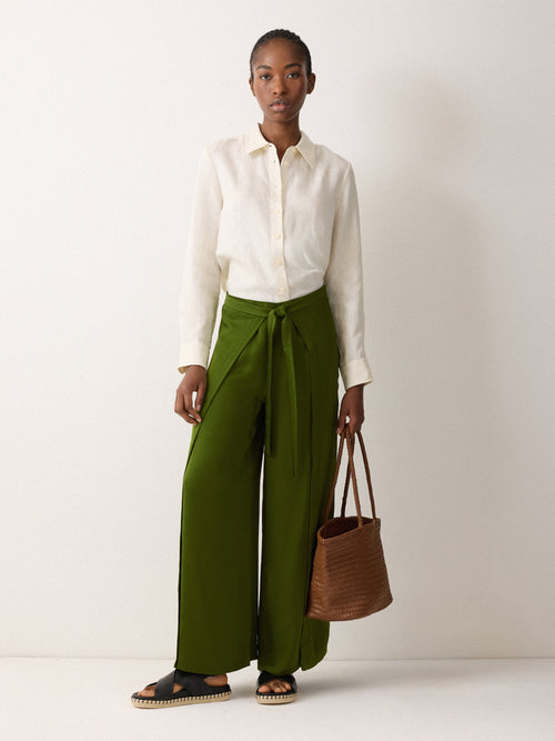 Wrap Palazzo Trousers | Green