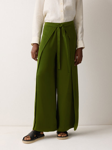 Wrap Palazzo Trousers | Green – Jigsaw