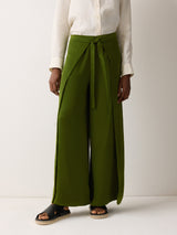 Wrap Palazzo Trousers | Green
