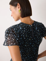 Polka Dot Chiffon Top | Grey