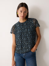 Polka Dot Chiffon Top | Grey