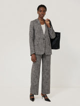 Collarless Boucle Jacket | Grey