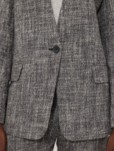 Collarless Boucle Jacket | Grey