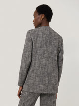 Collarless Boucle Jacket | Grey