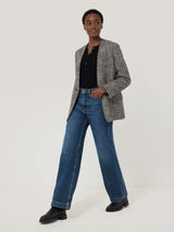 Collarless Boucle Jacket | Grey