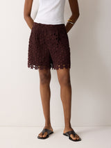Crochet Relaxed Short	 | Oxblood