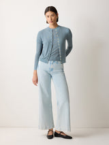 Fine Pointelle Cable Cardigan | Blue