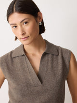 Wool Cashmere Blend Collar Top | Taupe