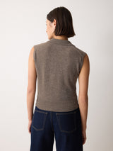 Wool Cashmere Blend Collar Top | Taupe