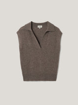 Wool Cashmere Blend Collar Top | Taupe
