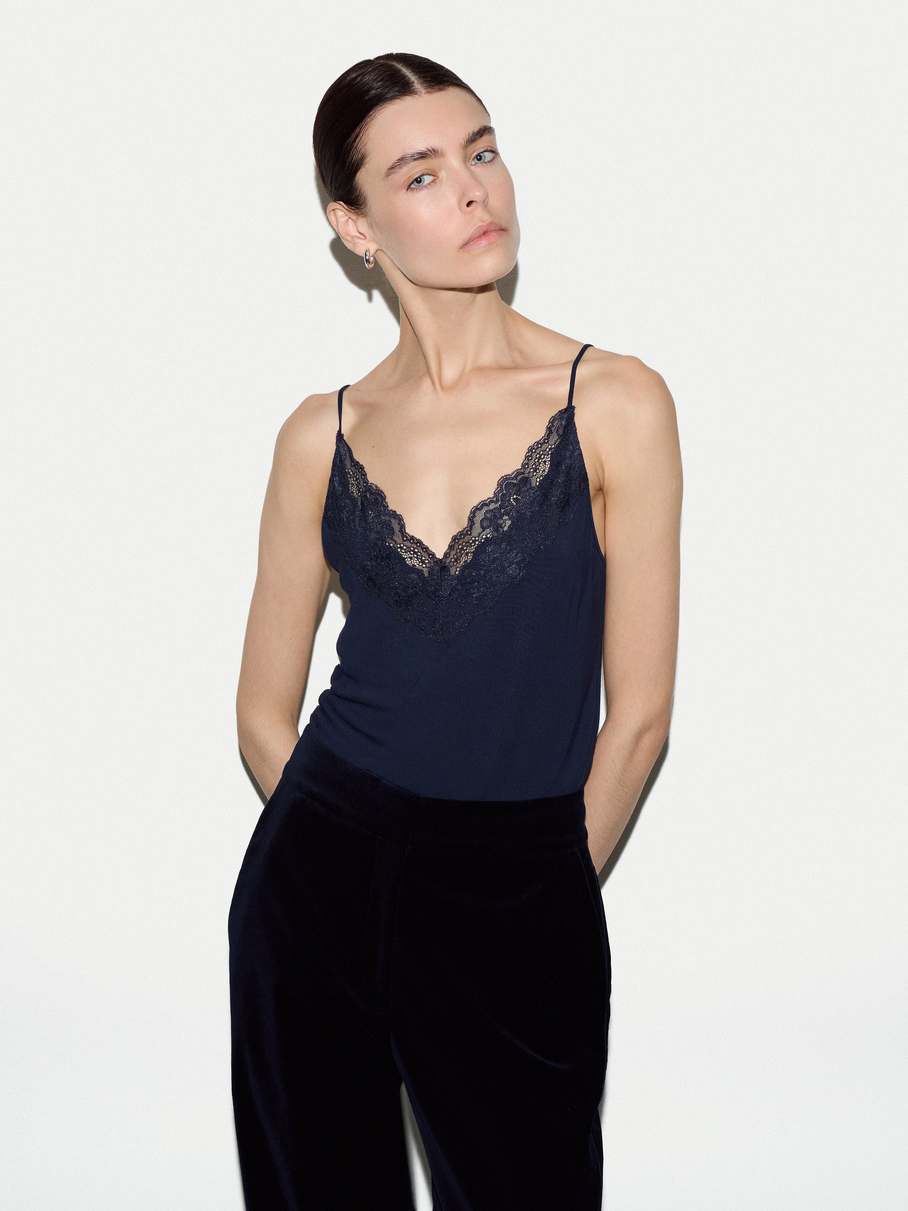 Modal Lace Cami | Navy – Jigsaw