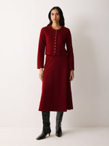 Textured Jersey Cardi Jacket | Red