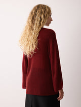 Soft Gauzy V Neck Jumper | Red
