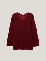 Soft Gauzy V Neck Jumper | Red