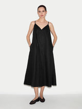Linen Strappy Sundress | Black