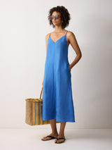 Linen Beach Sundress | Blue