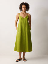 Linen Beach Sundress | Green