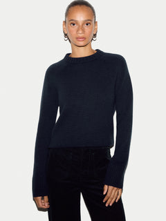 Wool Cashmere Saddle Jumper | Navy