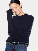 Wool Cashmere Saddle Jumper | Navy