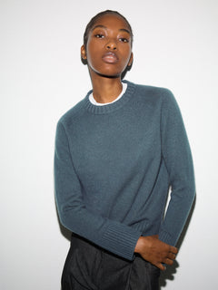 Wool Cashmere Saddle Jumper | Summer Storm