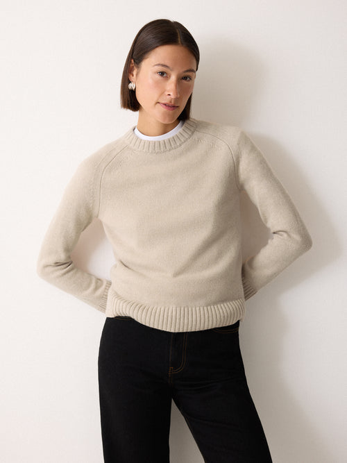 Wool Cashmere Saddle Jumper | Cream