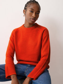 Wool Cashmere Saddle Jumper | Orange