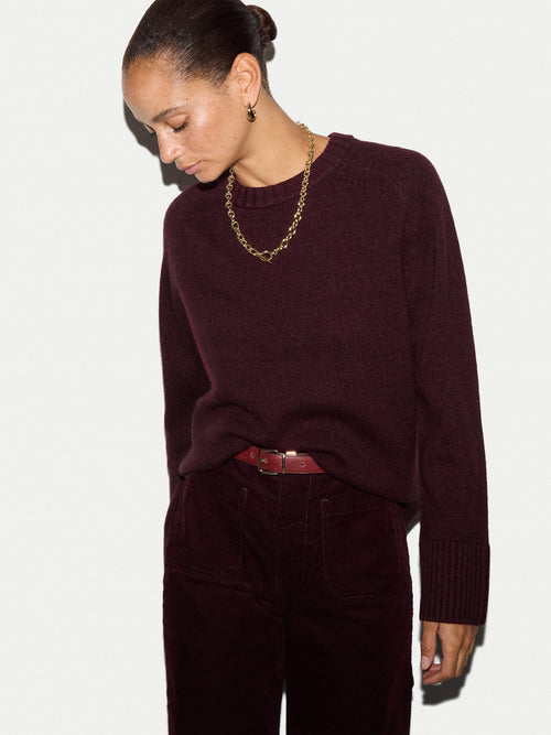 Wool Cashmere Saddle Jumper | Burgundy