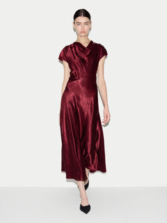 Textured Cowl Neck Dress | Burgundy